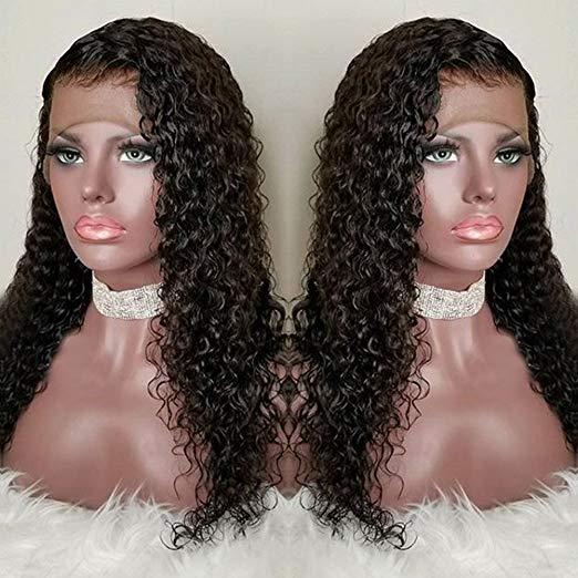 Curly Lace Front Human Hair Wigs with Baby Hair Brazilian Remy Hair 360 Full Lace Wig for Black Women ( 130density,12inch