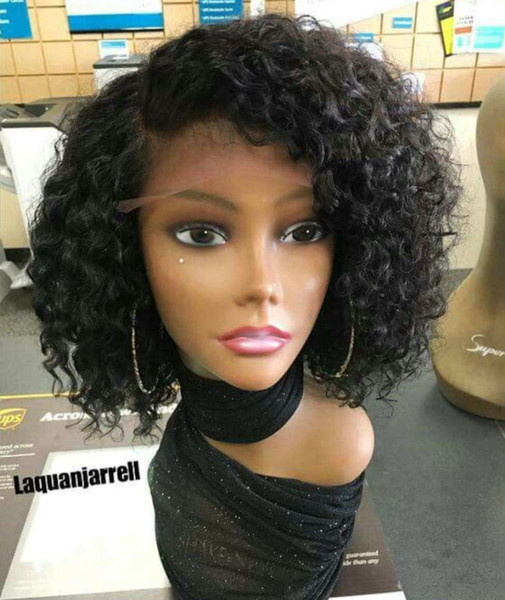 Full Lace Human Hair Short Wigs Curly for Women Brazilian Virgin Hair Side part Bob Curly Human Hair Lace Front Wigs