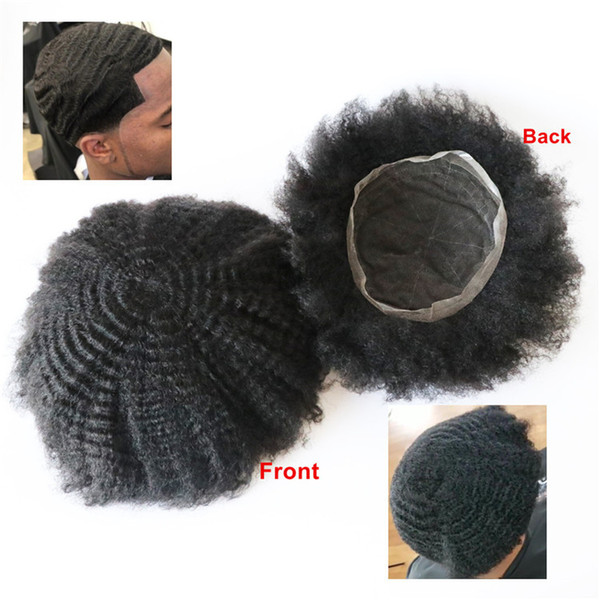 Lumeng Afro Toupee Human Hair Wigs forBlack Men Man Weave Hair Unit Black Mens Curly Toupee African American Toupee for Men