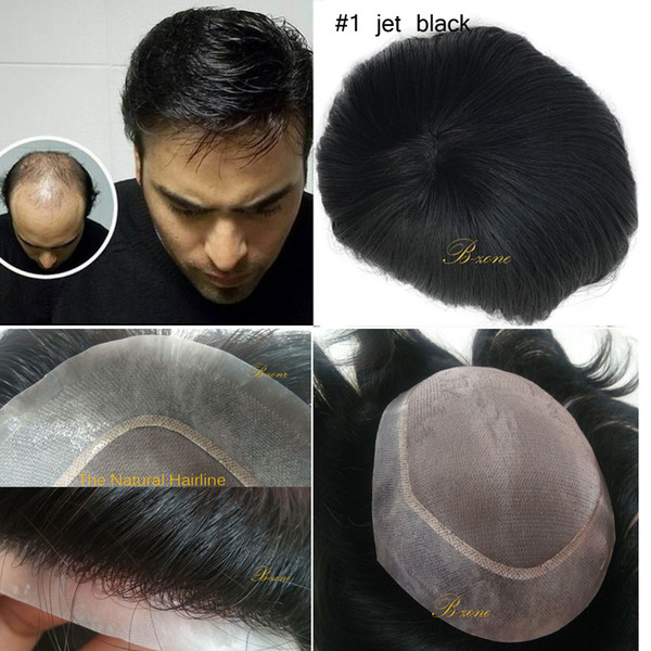 100% Indian Virgin Human hair toupee durable Fine Mono with transparent PU Around Men toupee replacement