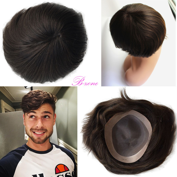 6x8 Inch fine mono base with Npu around men toupee human hair replacement system human hair piece