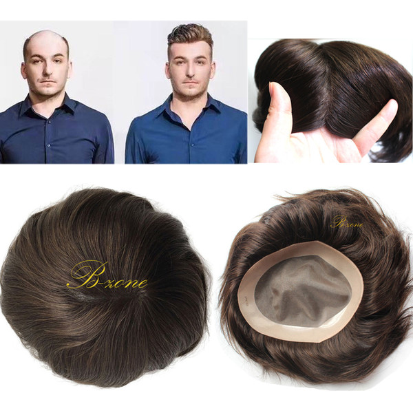 Super Durable Mens toupee mono base with NPU around for hair loss hair system against hair bald for men replacement 7x9/8x10 inch