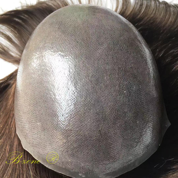 Stock Human Hair Toupee 8x10 Inches Full Pu Super Thin Skin Base Men Toupee Hair Piece