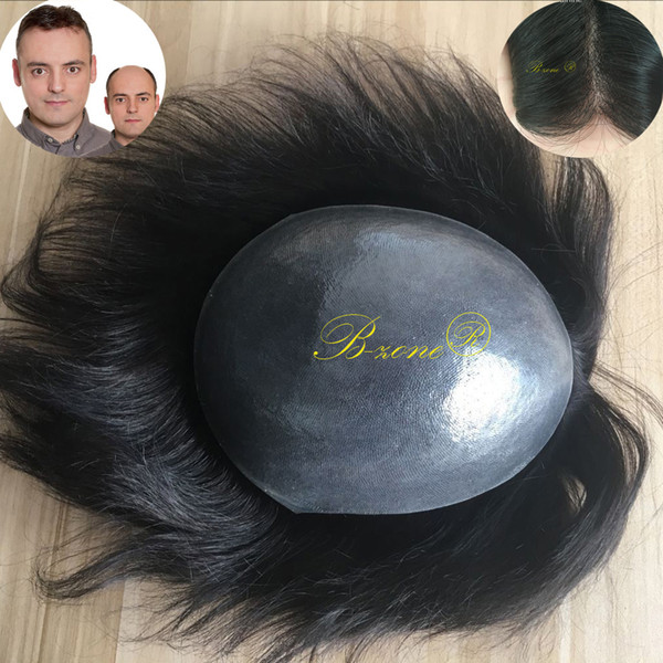 Stock Super Thin Skin PU Mens Toupee wigs brown and black color