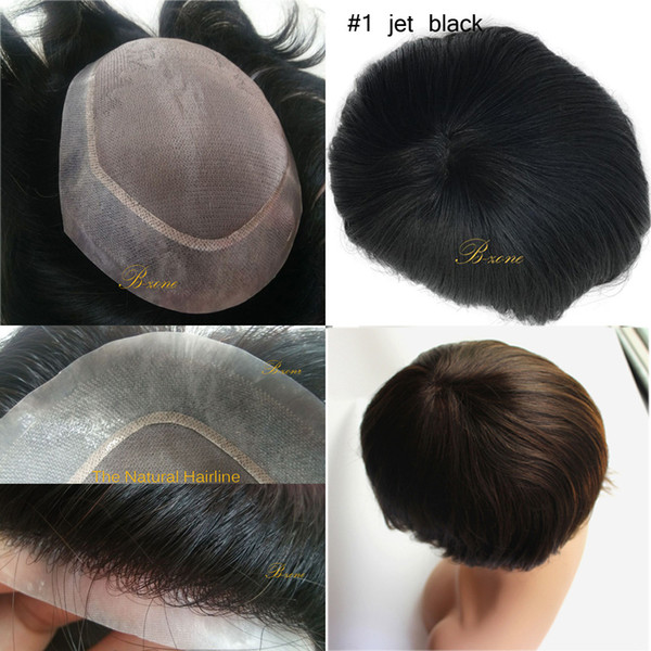 Fast Mono based Toupee for men with Tansparent PU Around HairPiece Replacement System Natural Hairline 6x8