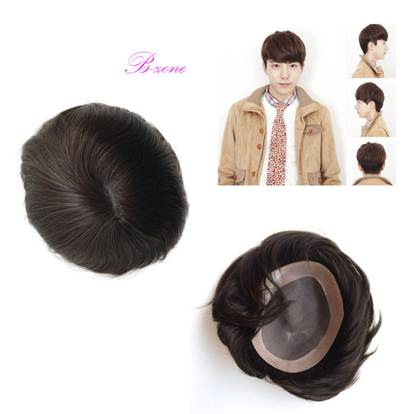 Hot selling Mono Base 100% Natural human Hairpiece Replacements toupee for men 6x8 Mens Toupee Wig