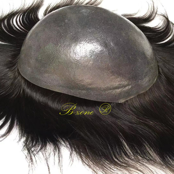 PU Toupee Super thin skin mens toupee natural human hairpiece