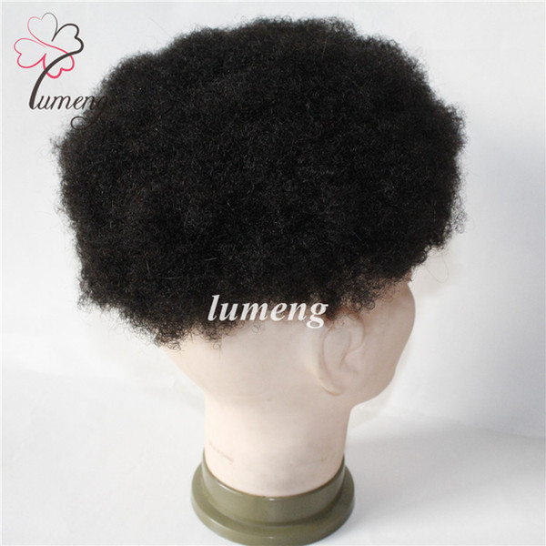 stock Mens Toupee Afro Kinky Curly Hair Piece Men Hair System ,full Lace 