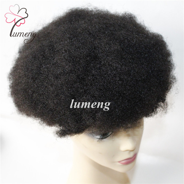 Afro Curl Men Toupee 8x10inch Size Top Selling Black Indian Short Hair Afro Kinky Curl Toupee for Black Men Hair System 