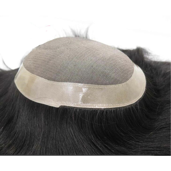 stock fine mono with skin around , hair men toupee , hair replacement men toupee 