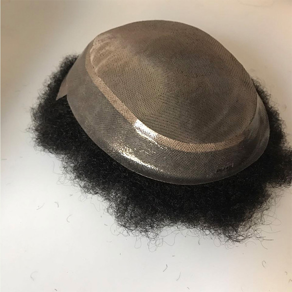 Brazilian hair Afro men toupee , hair repalacement , Human hair toupee ,fine mono with skin base 