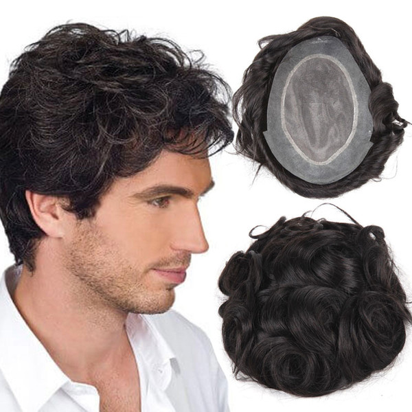 Stock Human hair Wigs For Men Men's toupee Top Hair Piece With NPU Most Durable Toupee Peruvian Remy Hair Comfortable Mens Wig TS-1