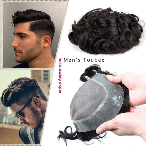 Silk Base PU Around Remy Human Hair Wig Men's Toupee Hair Replacement Wigs Toupee With Natural Hair Thin Skin Mens Systems