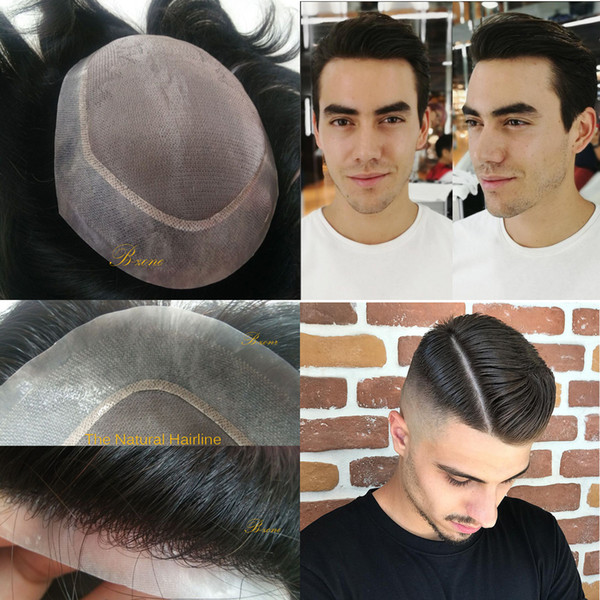 Hot sale 7x9 Mens toupee 100% human hair replacement toupee hairpiece natural hairline Black color