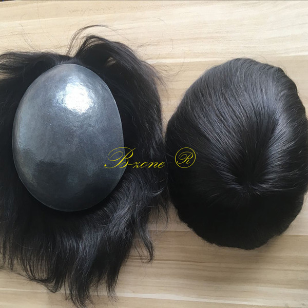 Human Hair Toupee 8x10 Inches Thin Skin Full Pu Toupee Men Hair Piece System