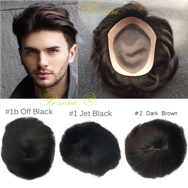 Human Hair Men's Toupee monofilament base Toupee Natural Hairline Hair Replacement Systems Hairpiece