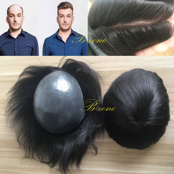 B-zone Super Thin Skin Men's Toupee Straight Short Hair Replacement Toupee 5 Colors For Men In Stock