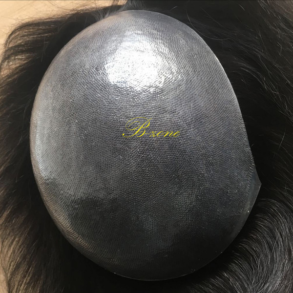 PU thin Skin Toupee for Men Indian Human Hair Pieces for Men with 10