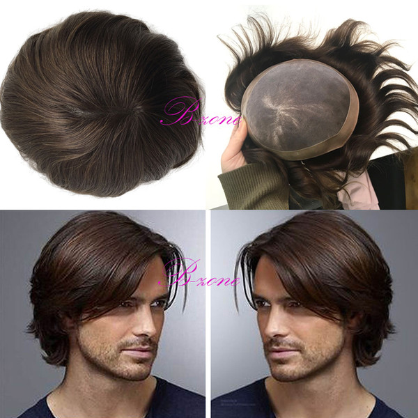 Stock fine mono with NPU around men toupee replacement men toupee wigs 