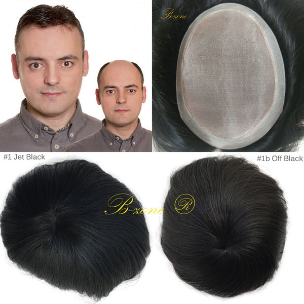 Mens Toupee Full Lace Wigs Replacement System Hairpieces For Men Mono