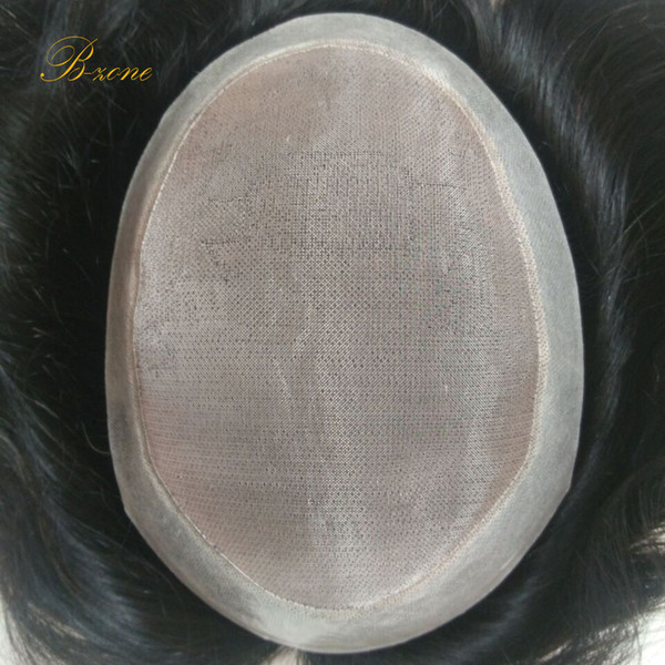 Free 7x9 Durable Fine Mono with transparent PU Around Men toupee 100% Human hairpiece replacement natural hairline