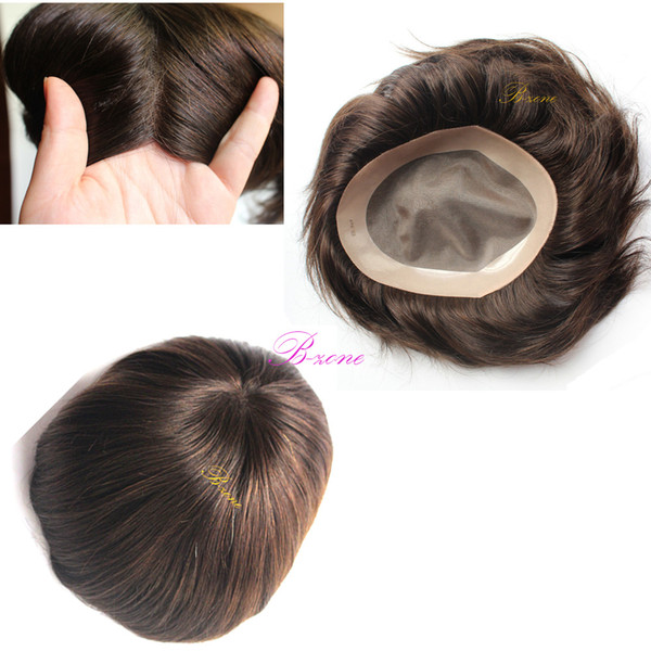 virgin human hair toupee for men with Mono base NPU around 8 x 10 7x9 6x8 Straight hair pieces replacement system for men