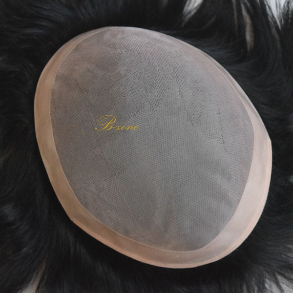 8 x 10inch Remy Hair Mens Wig Toupee for Men Mono Base with PU around Mens Toupee Hairpiece Replacement System 