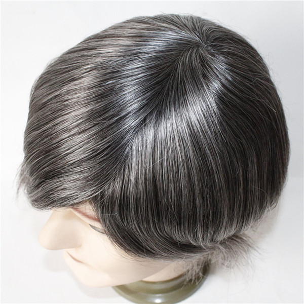 Top Hair Grey Wig Hair Piece Mono Lace Thin Skin Mens Hairpieces Toupee Men Hair Cuts