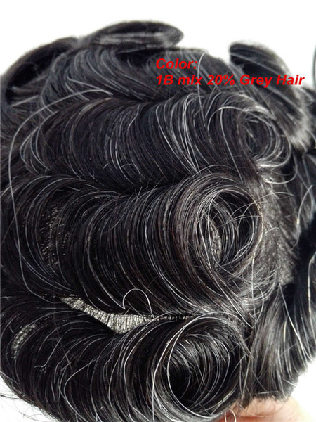 Thin Skin 0.06mm V-looped 100%Real Human Hair Men Toupee in stock curly