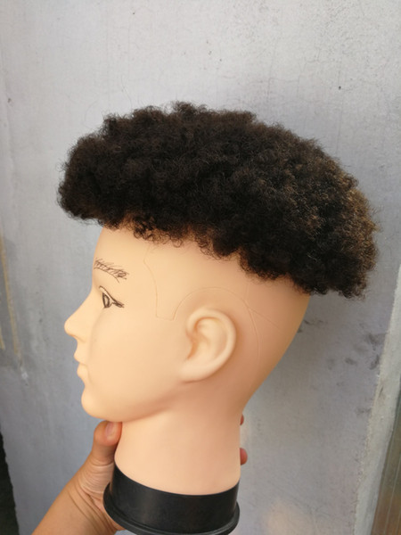 afro curl Human hair toupee black color short indian remy hair mens wig hairpiece toupee for black men 