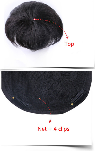 Toupee Straight Human Hair Fashion Natural Black Top Short Hairpiece Man with Clips ACL019