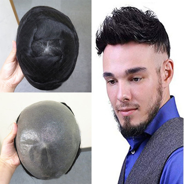 100%Natural and fashionable Korean version of men's wigs, tailored for men, hair black shiny, comfortable wear.TKWIG