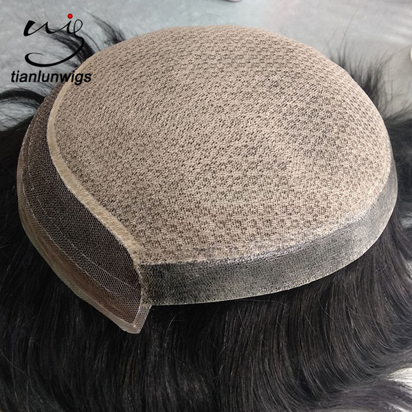 high quality silk base men toupee with PU injected knots at sides and back men wig with swiss lace on the front