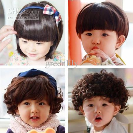 Brand New Korean Style Children's Wigs Baby Wig Short Hair Natural Black Brown Boy Girls BOBO