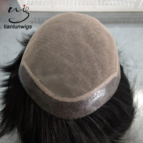 top quality natural looking human hair men toupee custom make silk base brazilian human hair men wigs