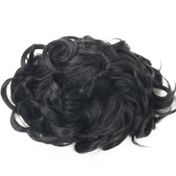 Human Hair Durable Hairpieces Lace Thin PU Replacement System For Men Toupees Human Hair Durable Hairpieces Lace & PU