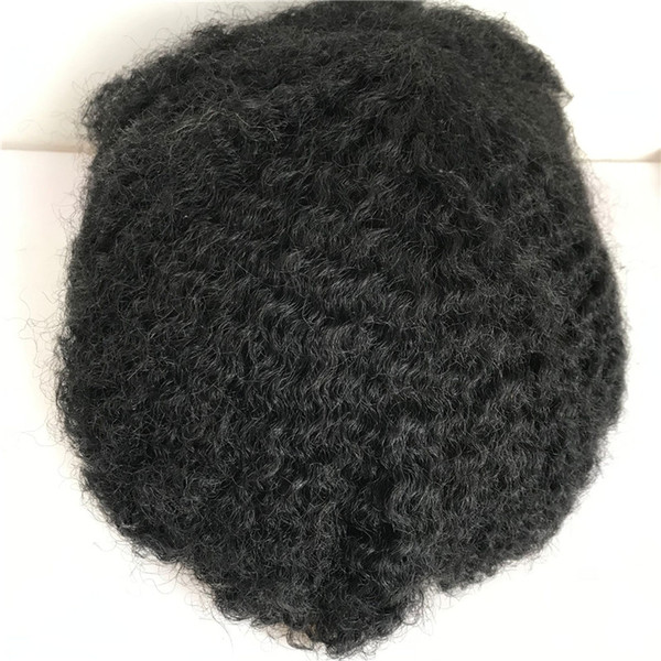 Afro Curly Human Hair Toupee Full Lace Men Toupee Black Curly Toupee For Men Replacement System