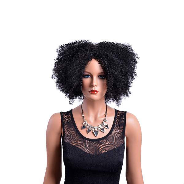 Synthetic Curly Wig for Black Women Natural Full African American Afro Short Black Wig Heat Resistant Fiber