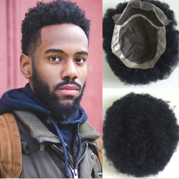 Top Quality Afro curl men toupee black virgin malaysian remy hair men toupee 7x9 size human hair toupee for black men free shippin