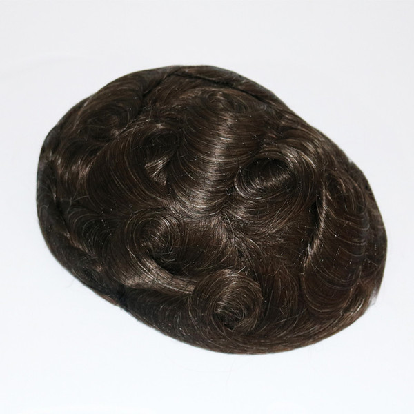 Skin Natural Hair Men Toupee Full Pu Toupee Durable 8*10Inch #410 Natural Looking Remy Hair Clear Poly Base Human Men Hair Replacements Sy