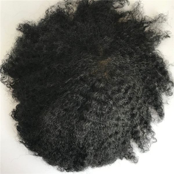 Afro Curly Full Lace Hair Toupee Remy Human Hair Toupee For Black Men Replacement System Natural Hair Swiss Lace Men Wig