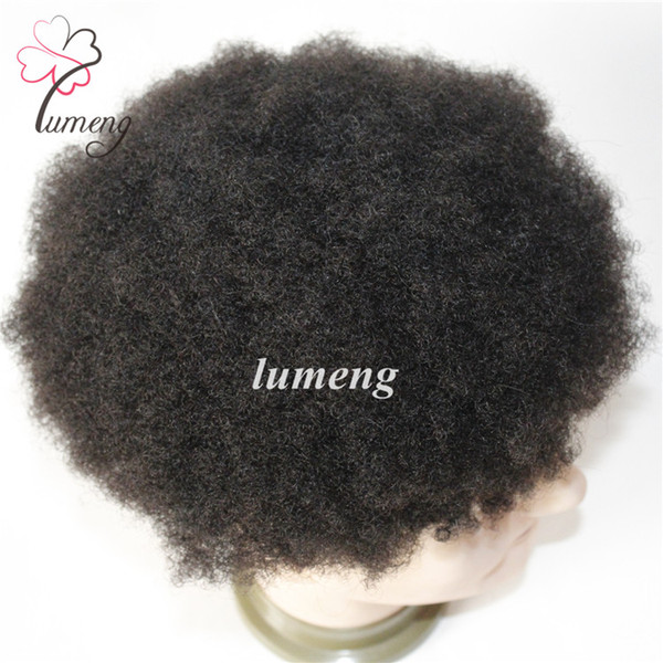 Afro Curl Swiss Lace Men Toupee 100% Brazilian Virgin Human Hair Systems For Black Men Afro curl Breathable Lace Base Design Replacement