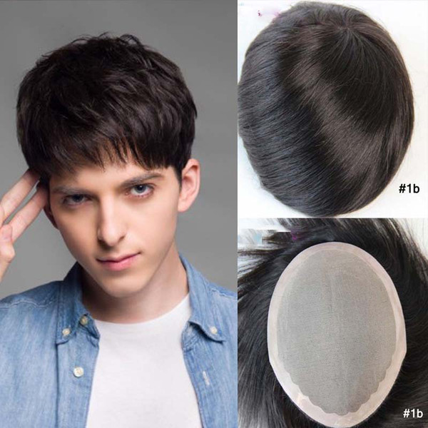 6x8inch mono lace Men's toupee 100% human hair replacement toupee Wig no shedding no tangle for men