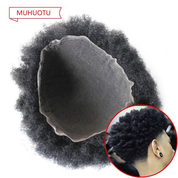 Afro Curl Men Toupee 8x10inch Size Top Selling Black Indian Short Hair Afro Kinky Curl Toupee for Black Men Hair System