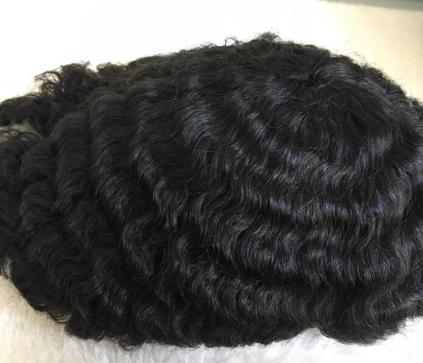 Wave Toupee Mono Lace with PU around 9A grade Virgin Malaysian Human Hair Wave Toupee for Men 
