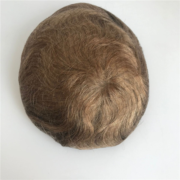 Lace Front With Mono Lace Base Npu Around 9.5*7 Inch Side Color Of 6# Front Color 12# High Discourst inventory Men Toupee