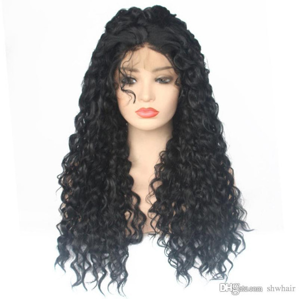 Curly Lace Wigs Synthetic High Temperature Heavy Density Black Curly Synthetic Lace Wig With Baby Hair For Black Women