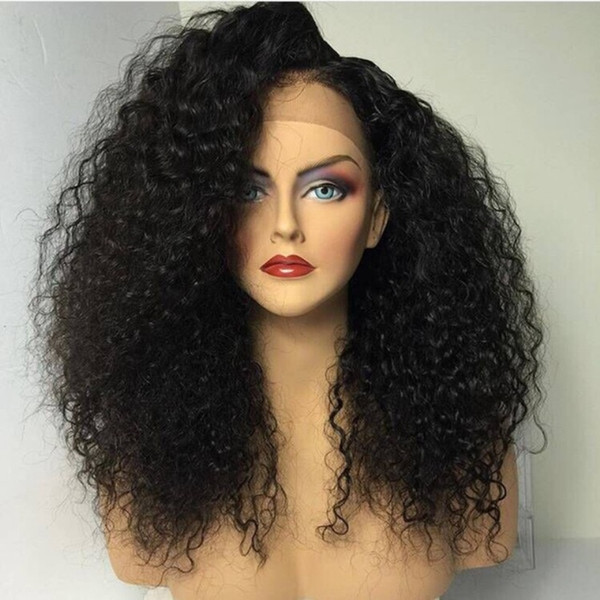 Curly Lace Wigs Synthetic For African American Side Part Glueless Heat Resistant Long Synthetic Lace Front Wig Curly With Baby Hair