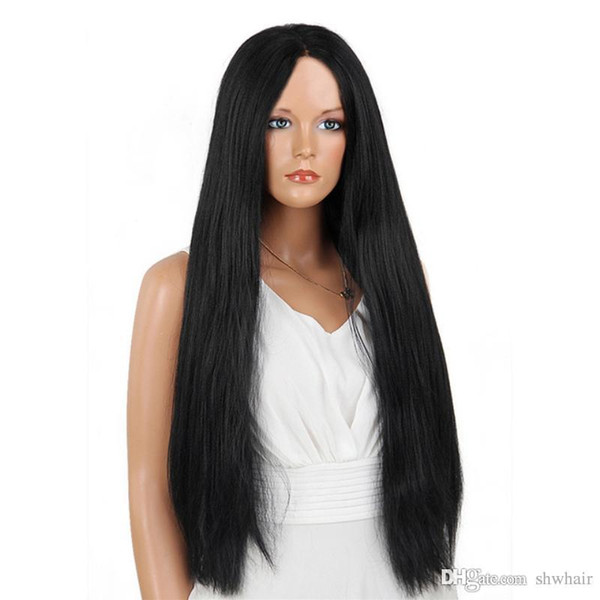 Light Yaki Synthetic Wig Baby Hair Glueless Heat Resistant Fiber Long Straight Yaki Synthetic Lace Front Wigs Color For African American