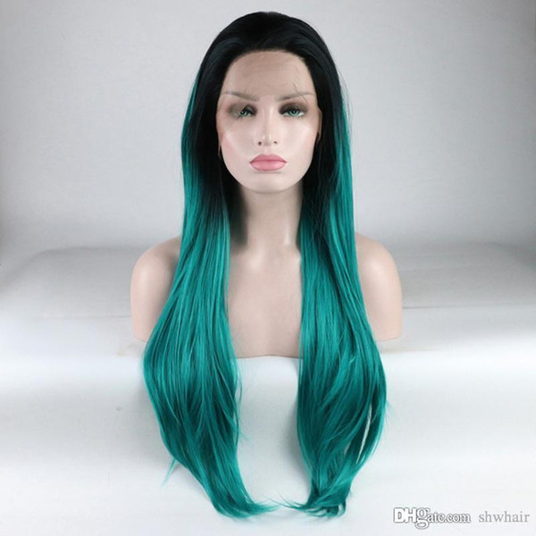 High Quality Synthetic Lace Front Wigs Ombre Blue Natural Looking Heat Resistant Fiber Ombre Blue Synthetic Lacefront Wig For Black Women